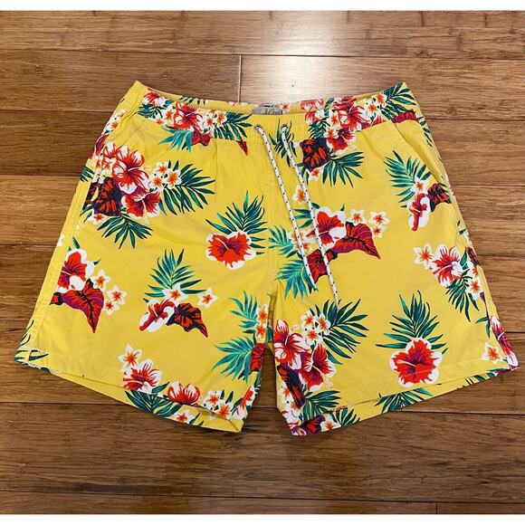 NWOT J. CREW 6" Stretch Swim Trunk in Floral Print, Hawaiian Floral, Medium $69 - Picture 4 of 11